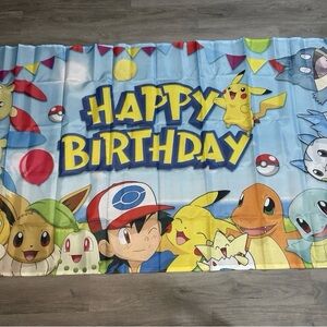 Pokémon Birthday Cartoon Theme Backdrops Banner Party 5.3ft x 3.6ft